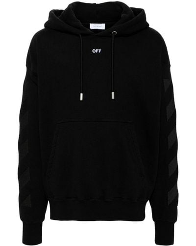 Off-White c/o Virgil Abloh Logo-embroidered Cotton Hoodie - Black