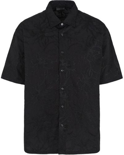 Emporio Armani Patterned Jacquard Shirt - Black