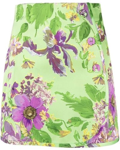 Vivetta Minifalda con motivo floral y cintura alta - Verde