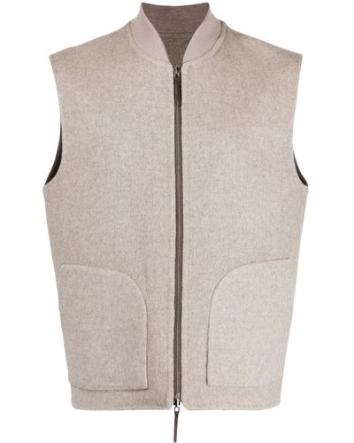 MAN ON THE BOON. Reversible Zipped Gilet - Natural