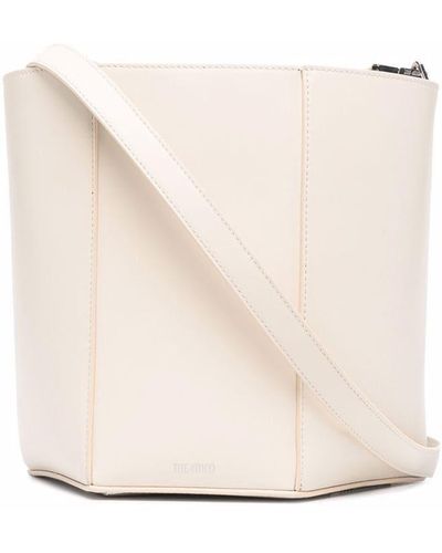 The Attico Geometric Leather Shoulder Bag - Natural