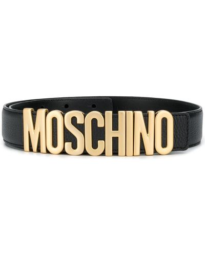 Moschino Cinturón con placa del logo - Negro