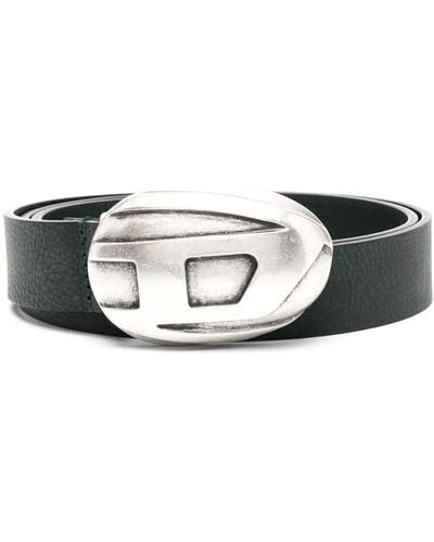 DIESEL Logo-buckle Leather Belt - Green