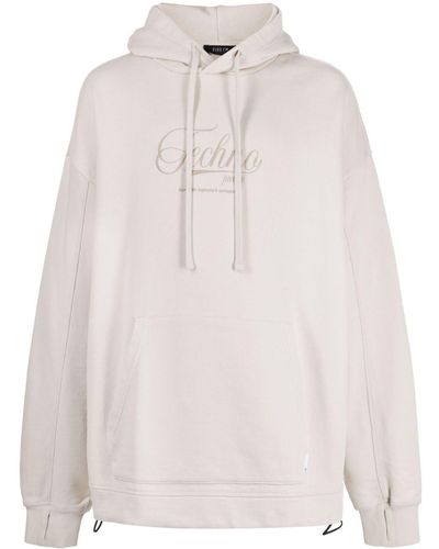 FIVE CM Terry Embroidered Cotton Hoodie - White