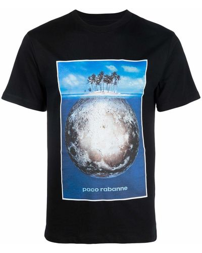Rabanne T-Shirt mit Logo-Print - Schwarz