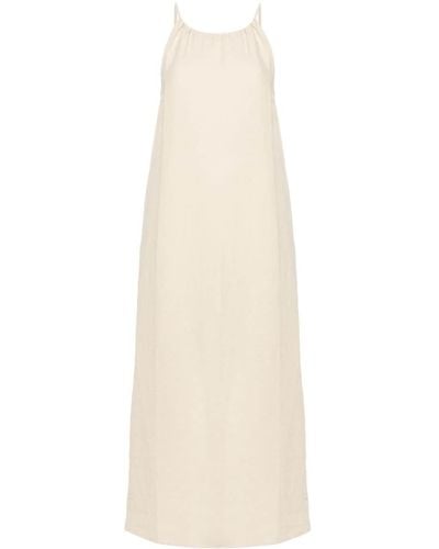 120% Lino A-line Linen Maxi Dress - White
