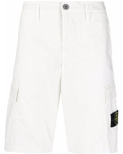 Stone Island Cargo-Shorts mit Kompass-Patch - Weiß