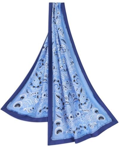 Etro ペイズリー シルクスカーフ - ブルー