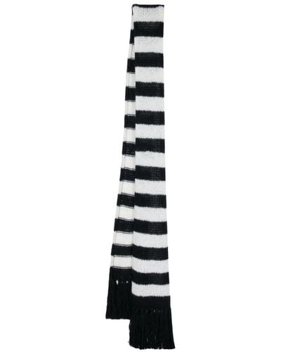 Saint Laurent Striped Wool Scarf - White