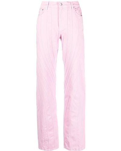 Mugler High-waisted Flared Pants - Pink
