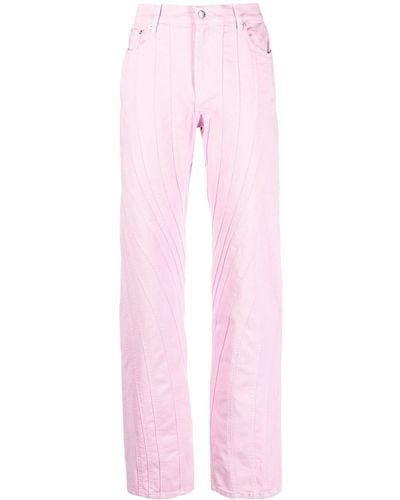 Mugler Pantaloni svasati a vita alta - Rosa