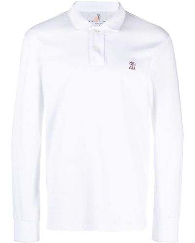 Brunello Cucinelli Logo-embroidered Cotton Polo Shirt - White