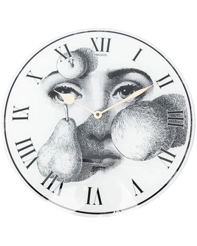 Fornasetti Horloge murale à imprimé visage - Métallisé