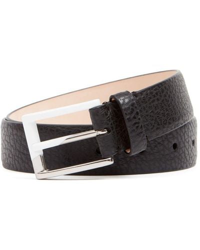 Maison Margiela Grained-texture Leather Belt - Black