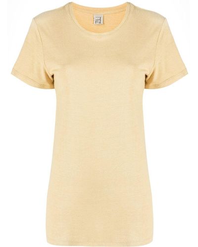 Baserange Round Neck Short-sleeved Silk Top - Multicolour