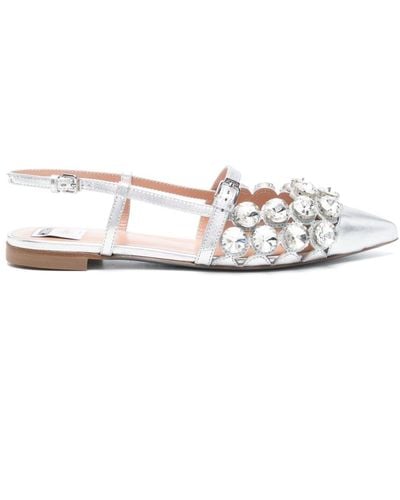 Moschino Rhinestone-embellished Ballerina Shoes - White