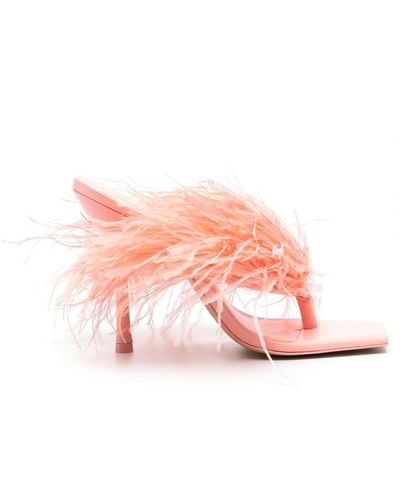 Cult Gaia Feather-detail 115mm Sandals - Pink