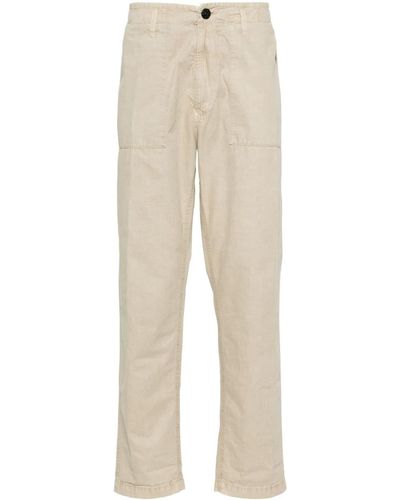 Stone Island Compass-patch Tapered Trousers - Natural