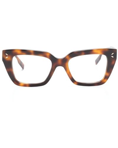 McQ Eckige Brille in Schildpattoptik - Braun