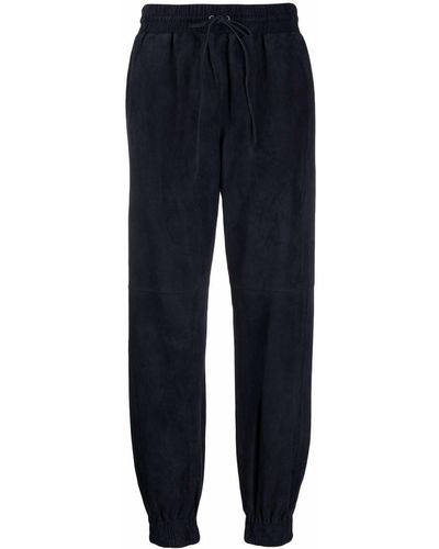 P.A.R.O.S.H. Suede Straight-leg Track Trousers - Blue