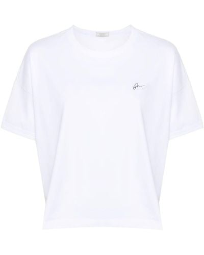 Peserico T-Shirt mit Logo-Stempel - Weiß