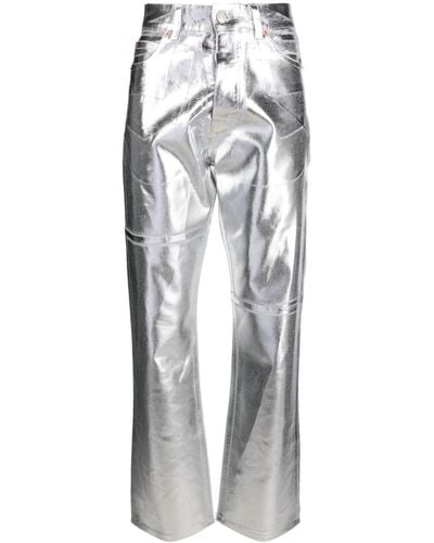 MM6 by Maison Martin Margiela Foiled-effect Tapered-leg Jeans - Gray