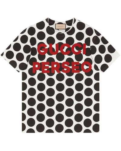 Gucci Perseo T-Shirt mit Polka Dots - Rot