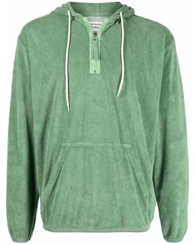 Universal Works Half-zip Terry-towelling Hooded Sweatshirt - Green