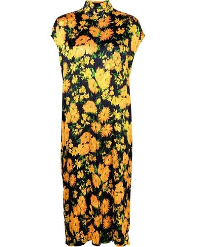 Balenciaga Floral-print Sleeveless Dress - Yellow