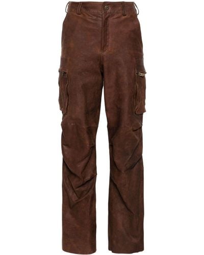 Salvatore Santoro Straight-leg Leather Trousers - Brown