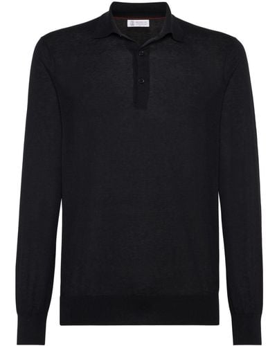 Brunello Cucinelli Cotton-silk Blend Polo Shirt - Black