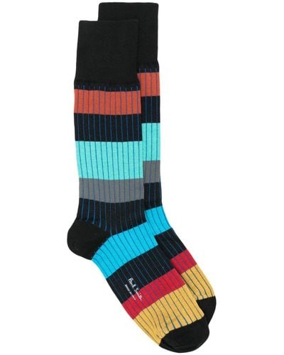 Paul Smith Errol Stripe Cotton-blend Socks - Blue