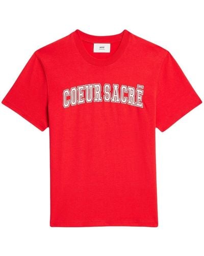 Ami Paris T-shirt coeur sacre in cotone organico - Rosso