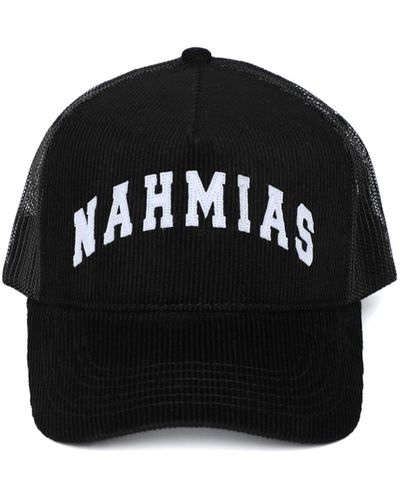 NAHMIAS Cord-Baseballkappe mit Logo-Applikation - Schwarz