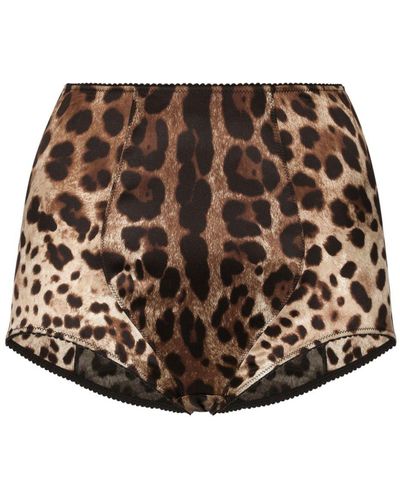 Dolce & Gabbana Leopard-print High-waisted Briefs - Brown