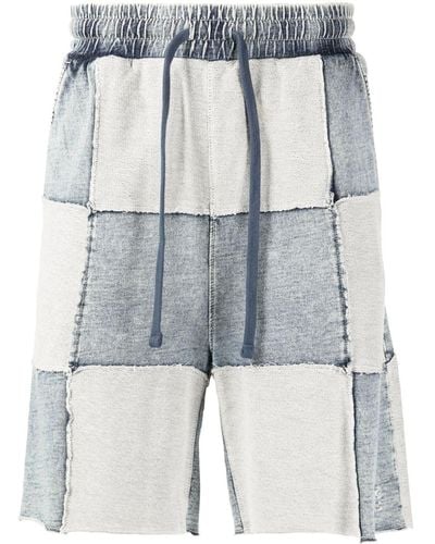 FIVE CM Short en jean à design patchwork - Bleu