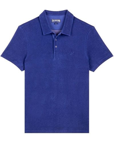 Vilebrequin Logo-embroidered Terry-cloth Polo Shirt - Blue