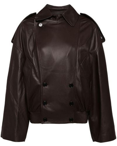 Loewe Double-breasted Leather Jacket - Black