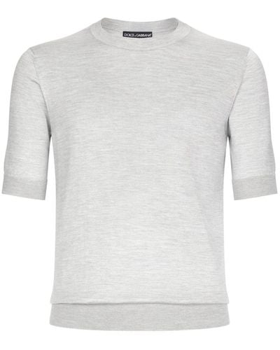 Dolce & Gabbana T-shirt en soie à manches courtes - Blanc