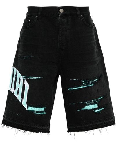 Amiri Jeans-Shorts mit Logo-Stickerei - Schwarz