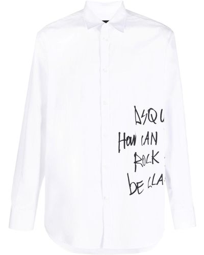 DSquared² Chemise en coton à imprimé graphique - Blanc