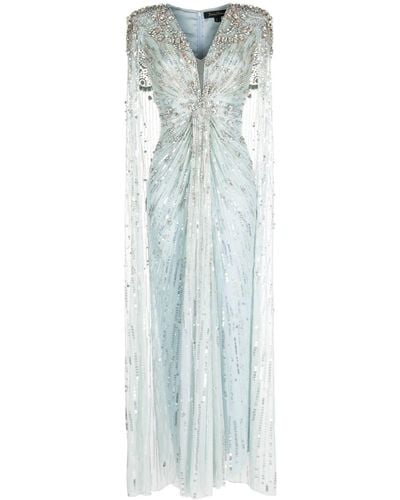 Jenny Packham Robe longue Lotus Lady à ornements de sequins - Bleu