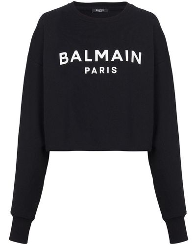 Balmain Katoenen Sweater Met Logoprint - Zwart