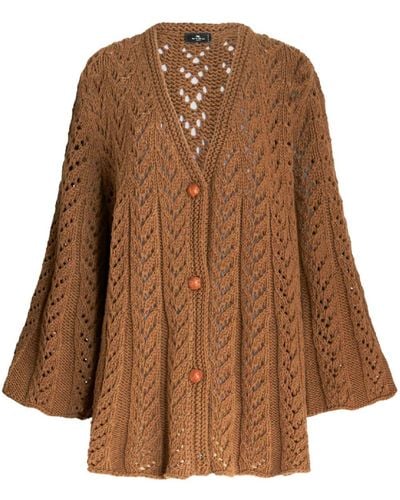 Etro Button-down Wool Cardi-coat - Brown