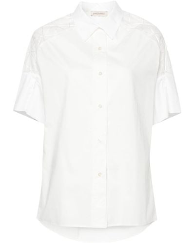 Gentry Portofino Hemd mit Sheer-Einsatz - Weiß