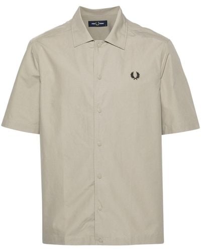 Fred Perry Logo-embroidered Cotton Shirt - White