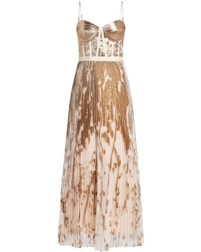 Jonathan Simkhai Brielle Bustier-style Pleated Maxi Dress - Natural