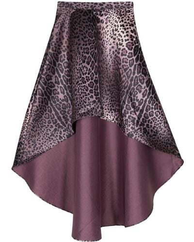 Cynthia Rowley Leopardess Satin Maxi Skirt - Purple