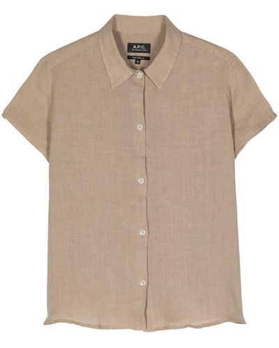 A.P.C. Short-sleeves Linen Shirt - Natural