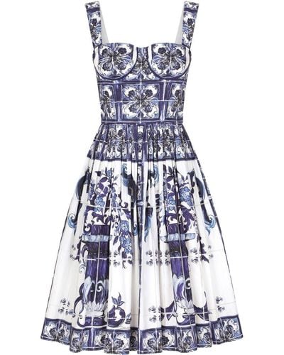 Dolce & Gabbana Printed Short Dress - Blue